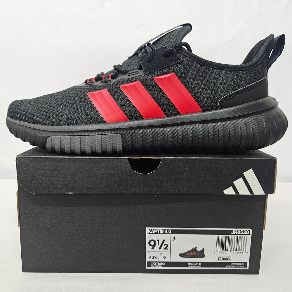 Adidas Kaptir 4.0 Athletic Shoes Cloudfoam JR8528 Black Red Men Size 9.5